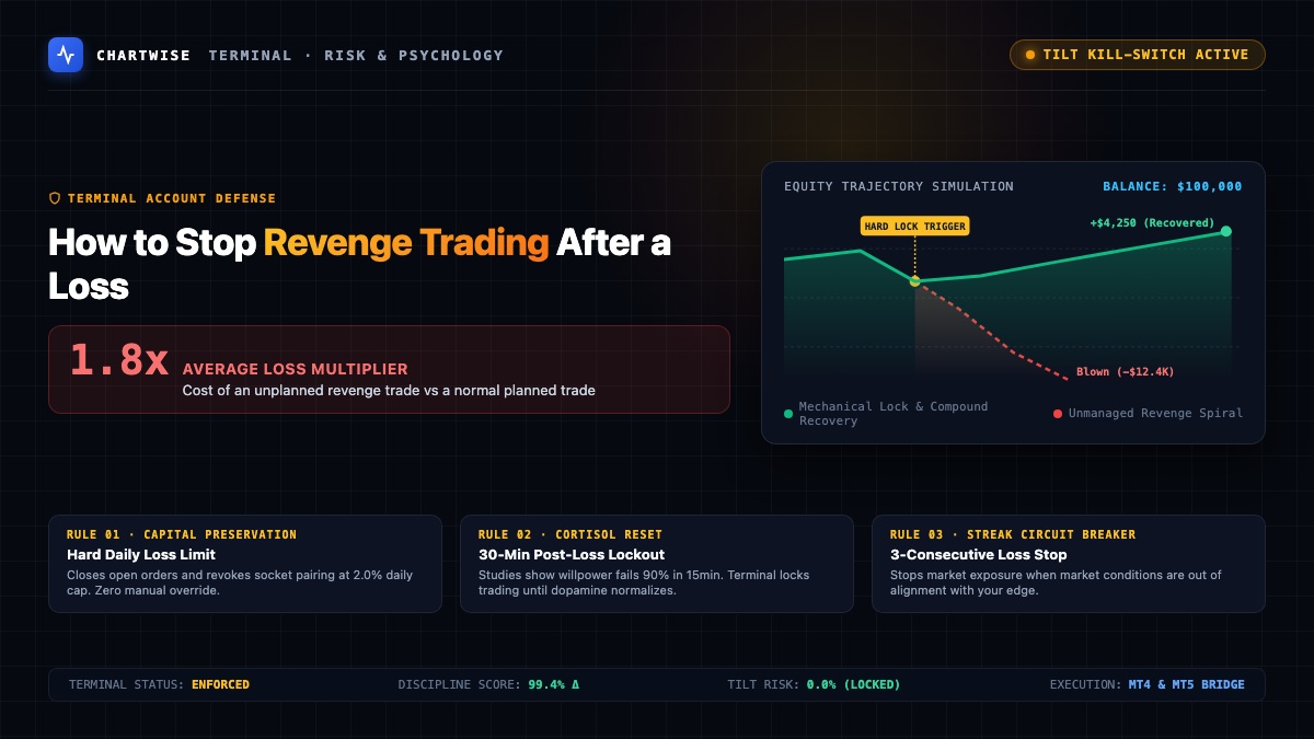 How to Stop Revenge Trading: 1.8x loss multiplier, mechanical tilt lockout, and disciplined equity trajectory